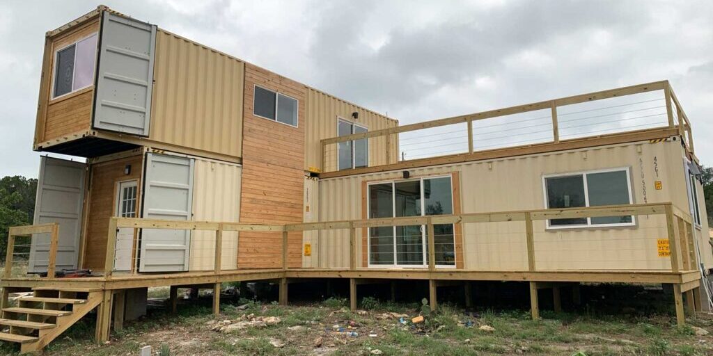 two story farm house made of container