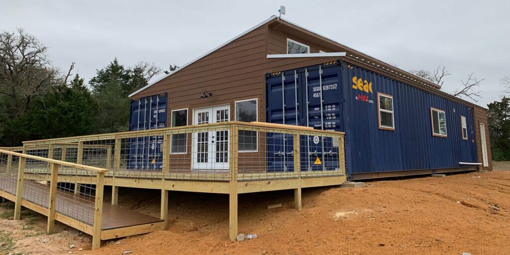 single story farm house made of container